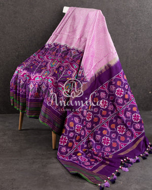 Lavender/Purple Bandini Patola Twill Silk Saree