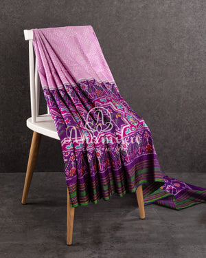 Lavender/Purple Bandini Patola Twill Silk Saree
