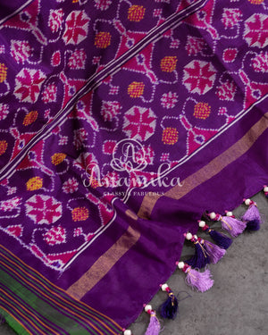 Lavender/Purple Bandini Patola Twill Silk Saree