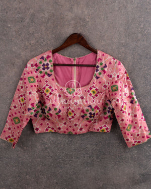 Pink Patola Blouse on Pure handloom tussar