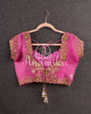 Light Pink Pure Organza blouse with zari woven buttas and gold zardosi work