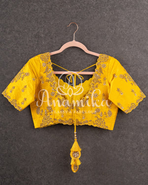 Classic Yellow Blouse with gold zardosi work