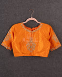 Mango Yellow Tusser georgette saree with all over paithani weave