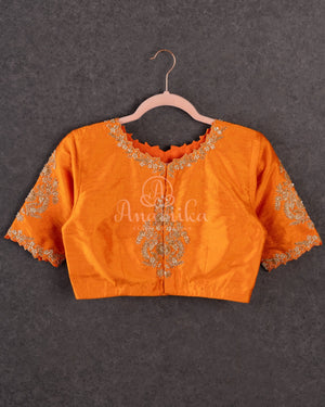 Mango Yellow Tusser georgette saree with all over paithani weave