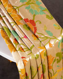 Mango Yellow Tusser georgette saree with all over paithani weave