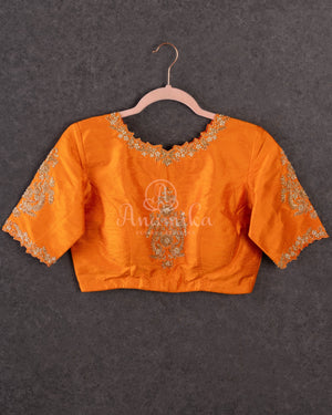 Mango Yellow Tusser georgette saree with all over paithani weave