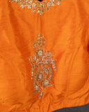 Mango Yellow Tusser georgette saree with all over paithani weave