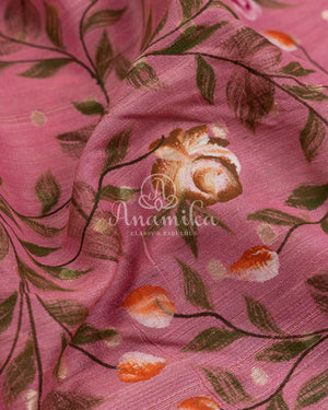 Handpainted Tusser Georgette Saree with exclusive paithani border