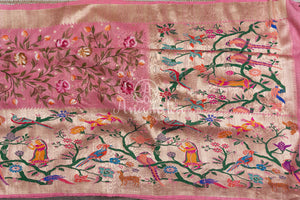 Handpainted Tusser Georgette Saree with exclusive paithani border