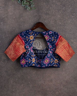 Twill silk saree with paithani and kanchi border, with all over digital kalamkari print