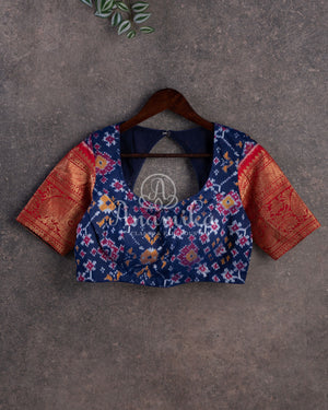 Twill silk saree with paithani and kanchi border, with all over digital kalamkari print