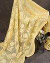 Yellow Georgette Chikankari Saree with sequins