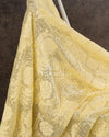 Yellow Georgette Chikankari Saree with sequins