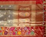 Banarasi kora tissue saree with meenakari border