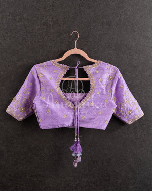 Purple Ombre Tissue Silk Saree with embroirdered border and lavender blouse