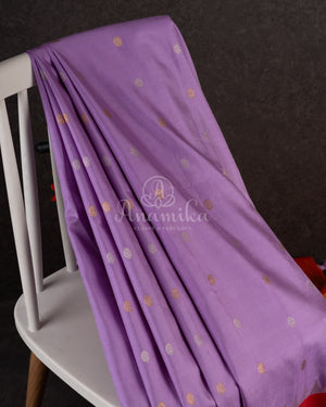 Lavender Gadwal Saree with a contrast reddish gold tissue border