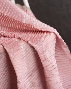 Peach Pink Pleated saree with an embroidered border and blouse