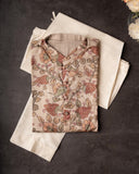 Beige Color Kalamkari Kurta on Silk Base fabric