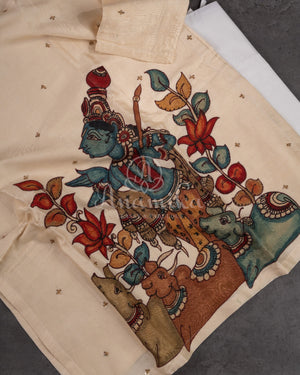Lovely Kalamkari patchwork kurta in a beautiful cream shade
