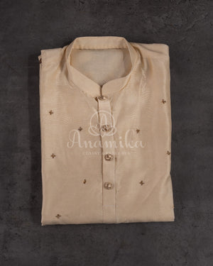 Lovely Kalamkari patchwork kurta in a beautiful cream shade