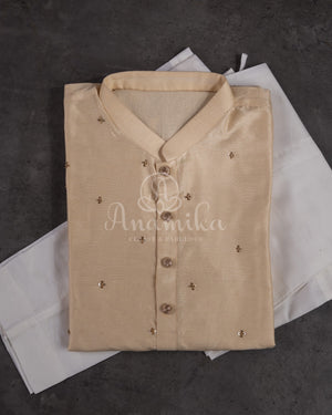 Lovely Kalamkari patchwork kurta in a beautiful cream shade