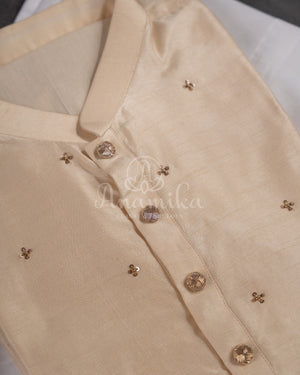 Lovely Kalamkari patchwork kurta in a beautiful cream shade