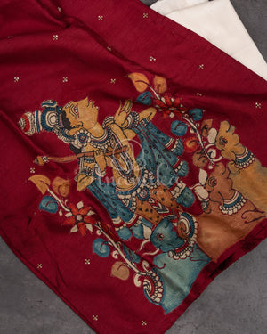 Lovely Kalamkari patchwork kurta in a beautiful maroon shade