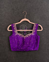 Purple Sleeveless Blouse with simple gold embroidery