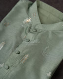 Pastel Green Chanderi Silk Kurta with embroidered buttas