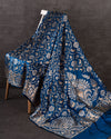Banarasi Katan Saree in Mid night blue with silver and gold zari weaving
