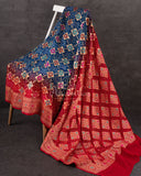 Bandini Georgette saree in a lovely Dark Blue/Red combination
