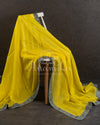 Yellow/Grey Crepe Georgette saree with beautifully designed grey blouse and belt
