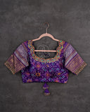 Green/Purple Twill Silk Saree with Patola Silk Blouse