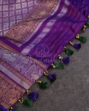 Green/Purple Twill Silk Saree with Patola Silk Blouse