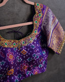 Green/Purple Twill Silk Saree with Patola Silk Blouse