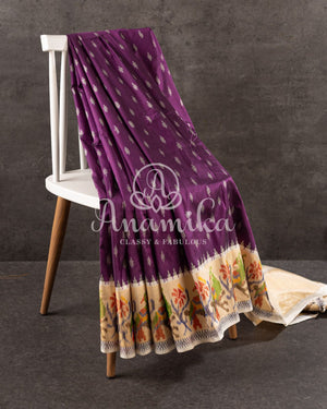 Purple Ikkat Silk Saree with Patola inspired border