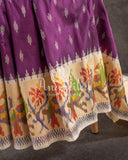 Purple Ikkat Silk Saree with Patola inspired border