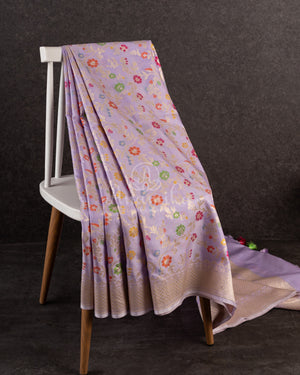 Banarasi Silk Saree in beautiful lavender with all over meenakari weave