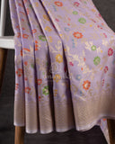 Banarasi Silk Saree in beautiful lavender with all over meenakari weave