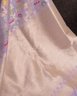 Banarasi Silk Saree in beautiful lavender with all over meenakari weave