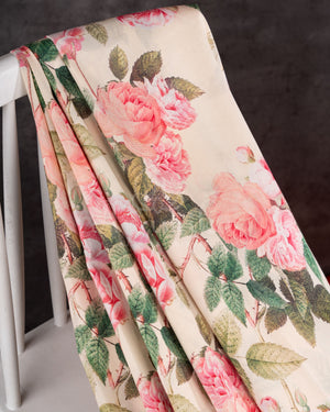 Off white Soft Kanchi silk saree with beautiful floral prints