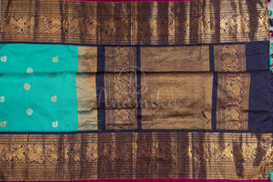 A Gadwal pattu saree in Hues of blue.