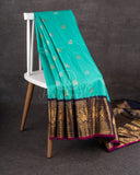 A Gadwal pattu saree in Hues of blue.