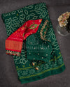 Dark Green Bandini Saree with a Fusion concept Patola Blouse