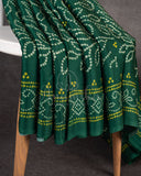 Dark Green Bandini Saree with a Fusion concept Patola Blouse