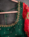 Dark Green Bandini Saree with a Fusion concept Patola Blouse