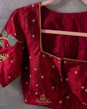 Stunning Kalamkari Patch work blouse in Maroon