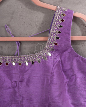 Lavender Sleeveless Mirror work blouse