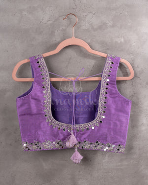 Lavender Sleeveless Mirror work blouse