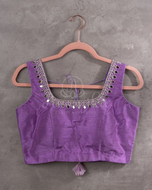 Lavender Sleeveless Mirror work blouse